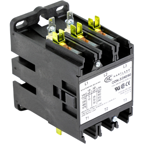 Hartland Controls CON-3/240/60 Definite Purpose Contactor, 3-Pole, 60A, 240VAC