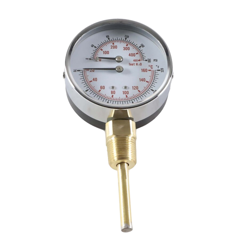Kodiak Controls 4201R-3.25-2-70 0-200 PSI / 70-320°F Dual Gauge, 1/2″ LO, 2″ Probe