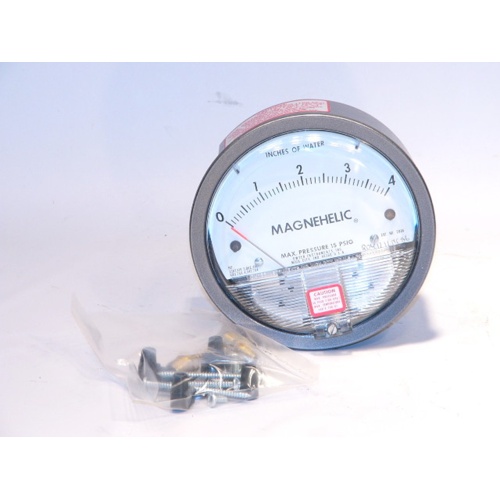 Dwyer 2004 Magnehelic Differential Pressure Gage, 0-4.0″ w.c., 4″ Dial