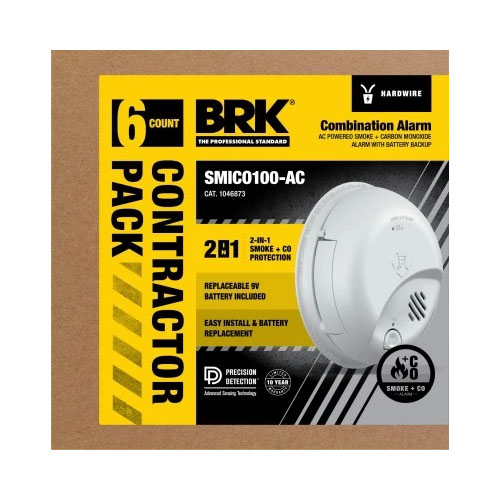 Honeywell 1046873 6pk InterConnHW2-1 Interconnectable Smoke/CO Alarm