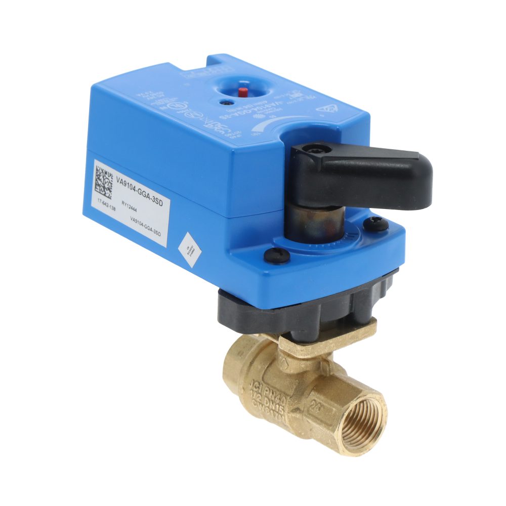 Johnson Controls VG1245AD+9T4GGA 1/2″ NPT 1.2 Cv Two-Way Actuated Ball Valve Assembly