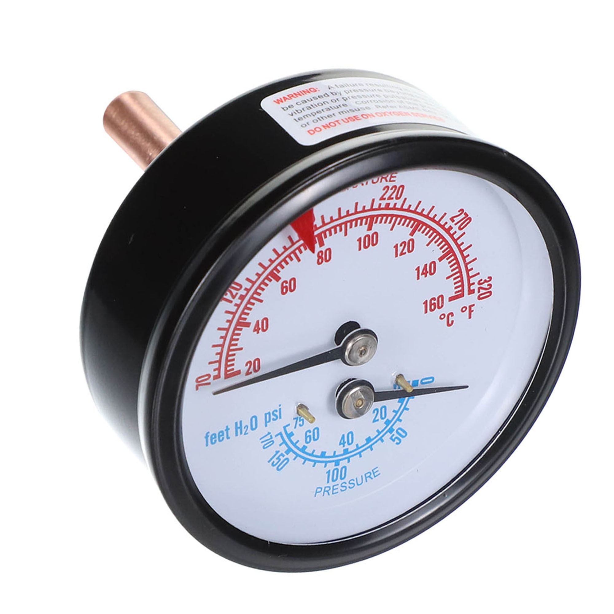 Kodiak Controls 4104-2.5-4-10 Pressure & Temp Gauge 0-75 PSI 70-320°F 1/4″ Back