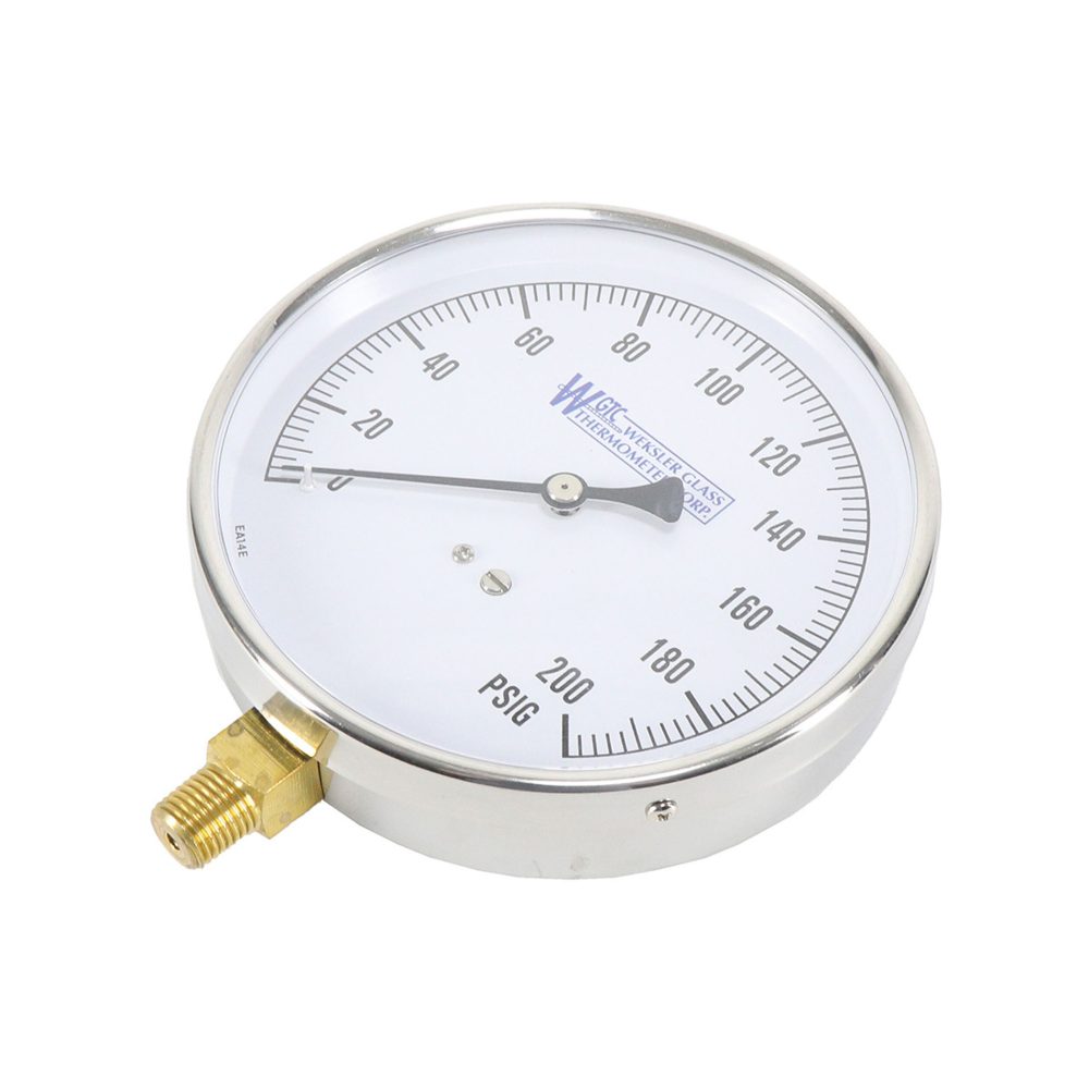 Kodiak Controls EA14E 4-1/2″ Dial 0-200 PSI 1/4″ NPT Lower Mount Dry Contractor Gauge