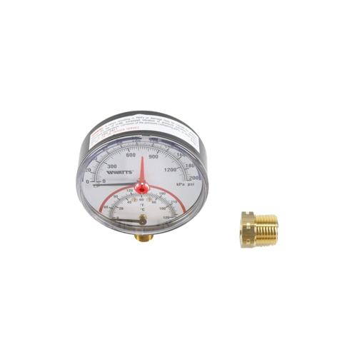Watts 0121665 DPTG1-3 Dual T/P Gauge Bottom Mount 0/200 PSI