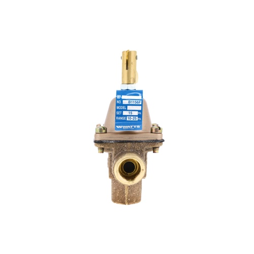 Watts 0386423 B1156F 1/2″ Pressure Reducing Valve, Set @ 15 PSI, Adj 10–25 PSI