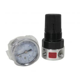 Parker Watts Fluid Air R374-02CG 4-Way Air Pressure Regulator W/Gauge Aluminum 1/4" NPT 0/125 PSI